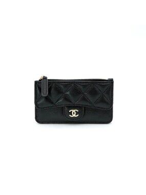 Chanel Wallet Coin Purse Black Gold Fragment Case Card Case Classic